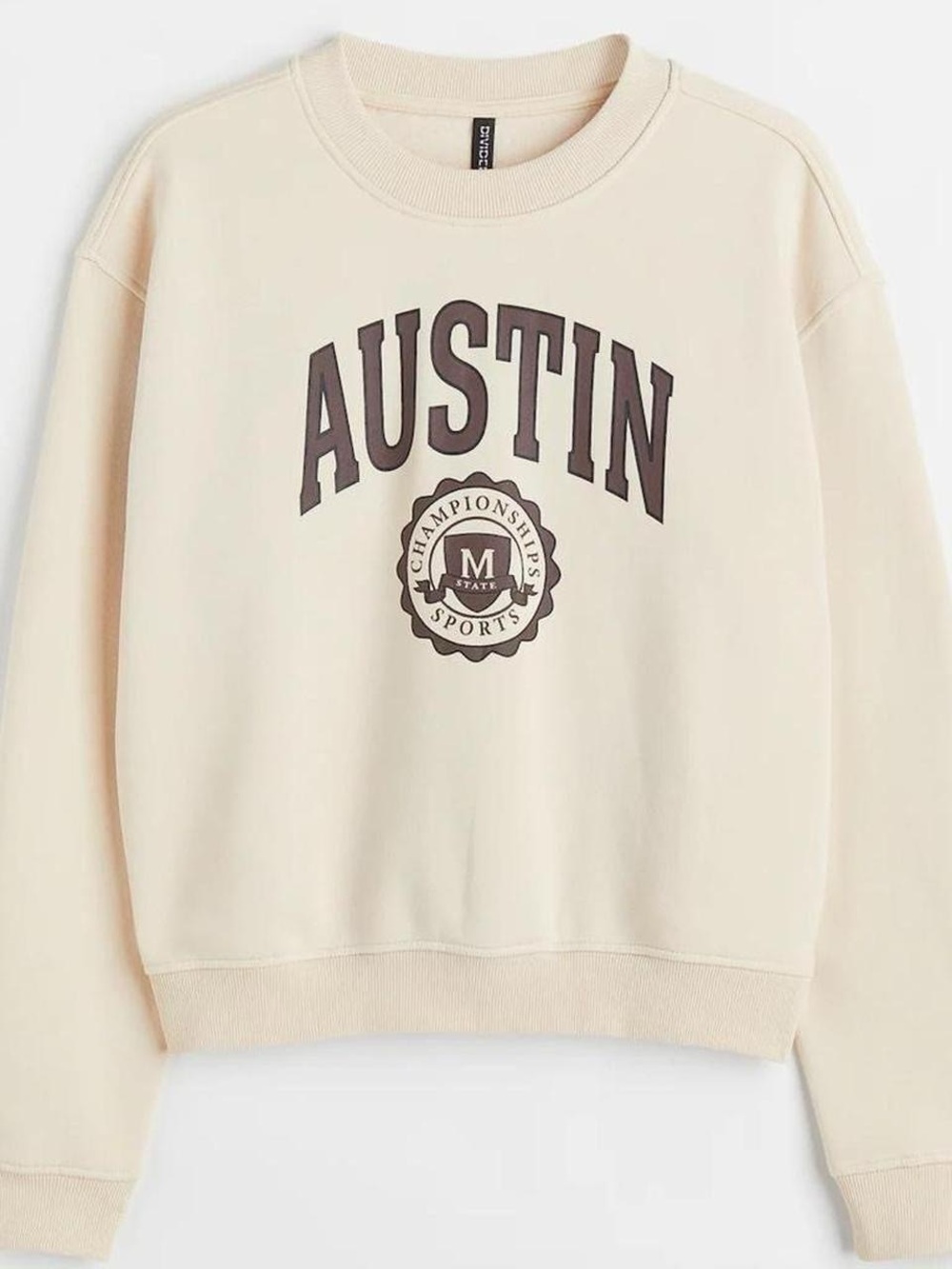 H&M Austin Graphic Crewneck Sweatshirt - Cream and Brown